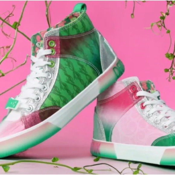 Disney Shoes - NWT WOMENS‎ WICKED Disney inspired sneakers pink green defy gravity size 8